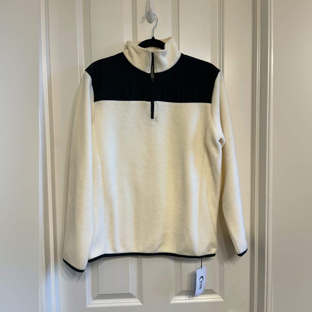 Zyia Active NWT Womens Cream Long Sleeve 1/4 Zip Fleece Pullover Sweater